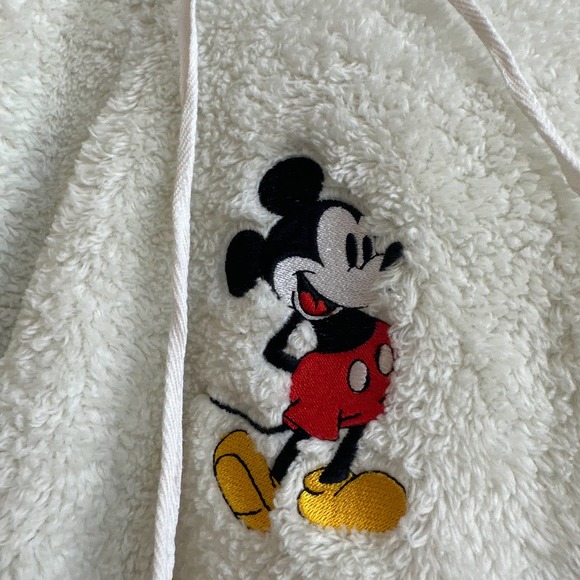 Disney Mickey Mouse Ivory Sherpa With Mickey on the Front Hooded Pullover - Picture 2 of 6